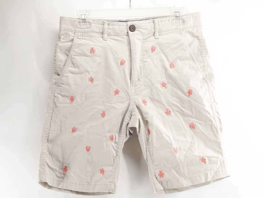 FatFace Mawes Chino Shorts Mens W30 L10 Beige Lobster Embroidered Stretch Cotton
